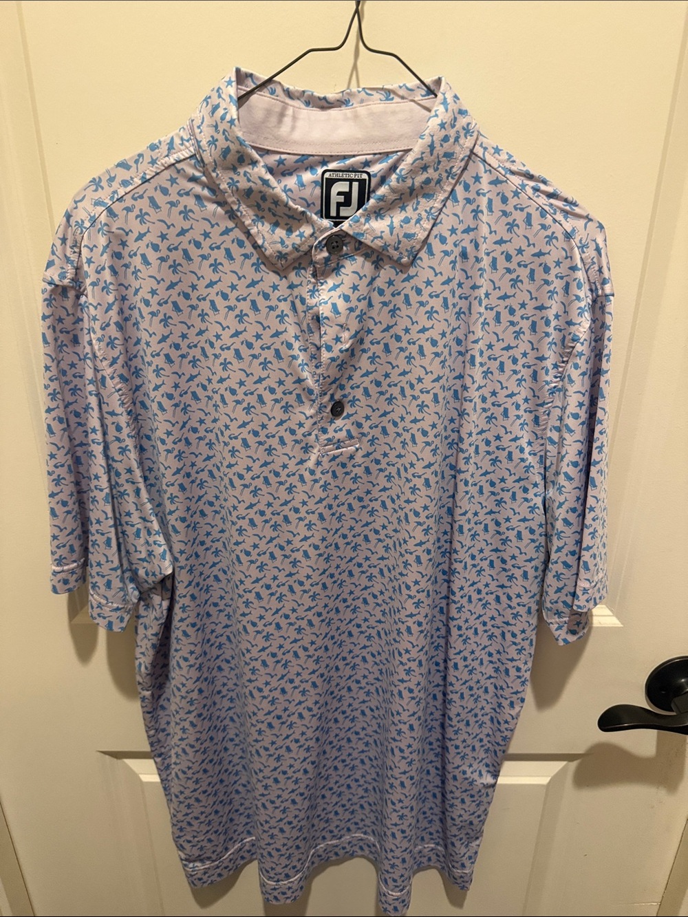 FootJoy Men’s Pale Blue Polo with Blue Micro Print